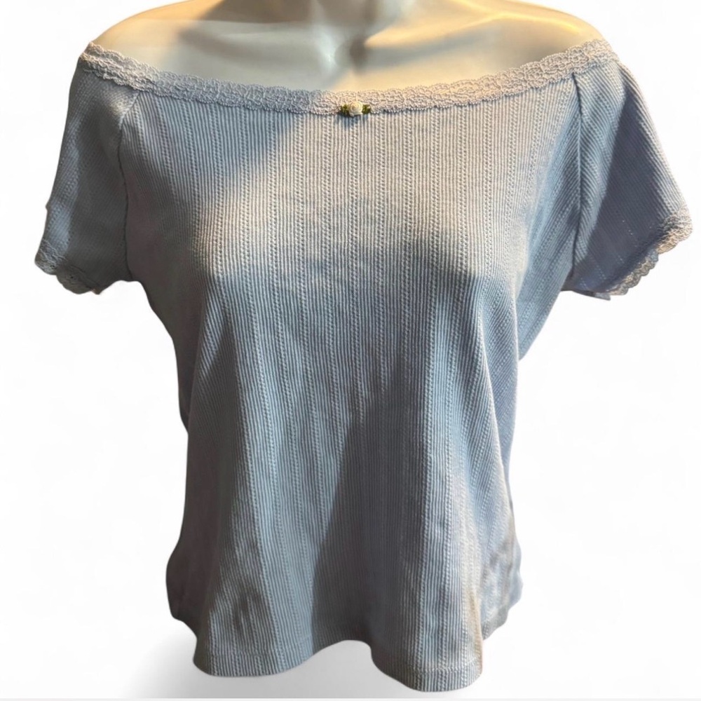 Aeropostale Light Blue Off-Shoulder Top